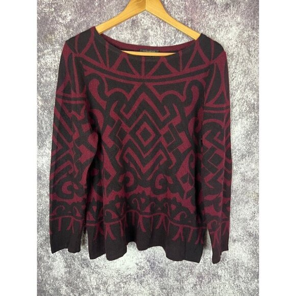 Cashmere Charter Club Sweater Womens XL Luxury Soft Knit Geometric Art Pattern - Picture 1 of 14